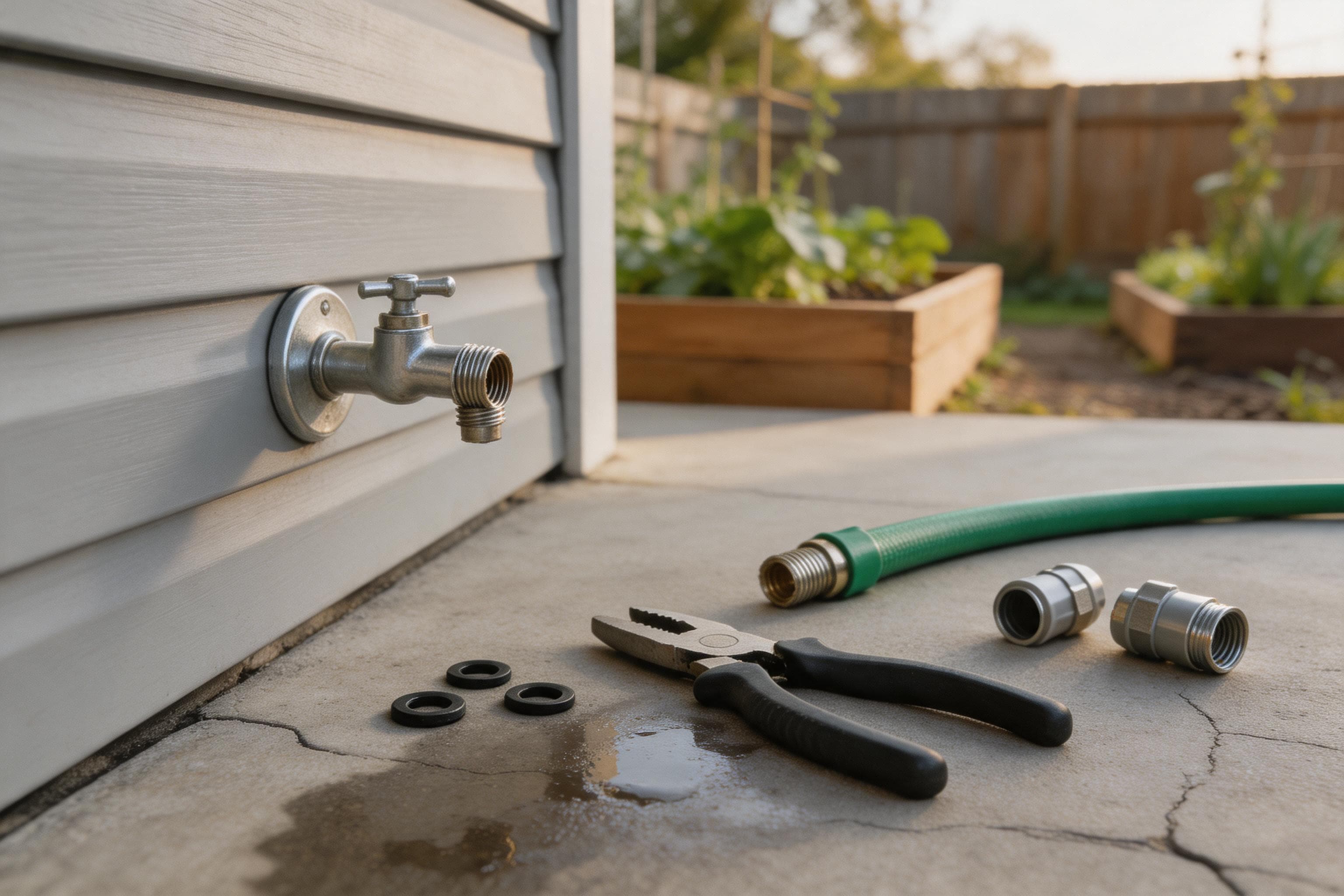 Garden hose washer and thread-seal leak fix guide