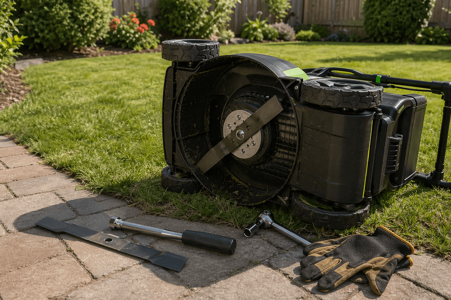 RYOBI 40V mower blade replacement backyard manual